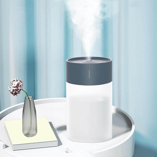 Air Humidifier Two Spray Modes Quiet Comfort USB for desktop warm Car Home Office Yoga Gray