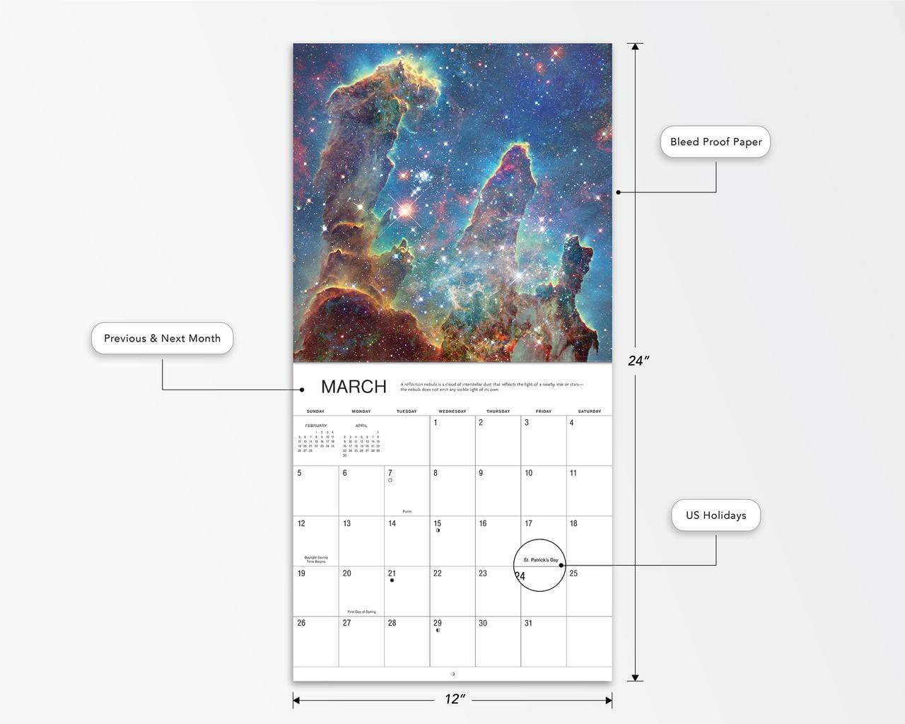 2023-12 Month Calendar-Astronomy 12x12 Hanging Wall Calendar