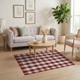 thumbnail image 3 of ODIKA Plaid Farmhouse Gingham Checkered Tartan Border Striped Front for Dorm Room, Small Living Apartment, Stain Resistant Low Profile, 3 of 7