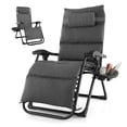 thumbnail image 3 of Gymax Chaise Longue Inclinable Pliante avec Coussin et Porte-Gobelet Gris, 3 of 9