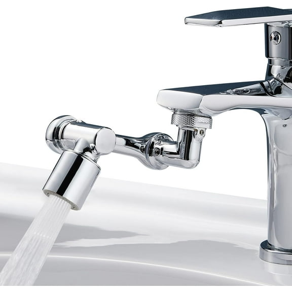 1080°Swivel Faucet Extender, Sink Water Faucet Aerator Extension in Brass, Swivel Robotic Arm Bathroom Faucet Extender, Kitchen Rotating Extension Filter with 2 Mode Splash