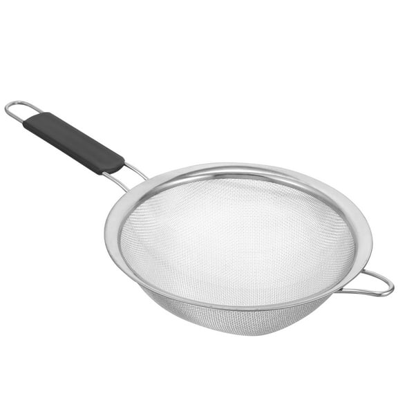 Masteelf Stainless Steel Colander with Plastic Handle for Kitchen Silver Efficient Sieve and Strainer 20 Inch