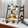 thumbnail image 3 of 2-Tier Desktop Organizer Wooden Storage Rack for Office Desk Organization Kitchen Countertop Shelf Dormitory Clutter Management(Gray), 3 of 6
