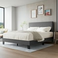 Lifezone Queen Size Light Grey Bed Frame with Adjustable Headboard