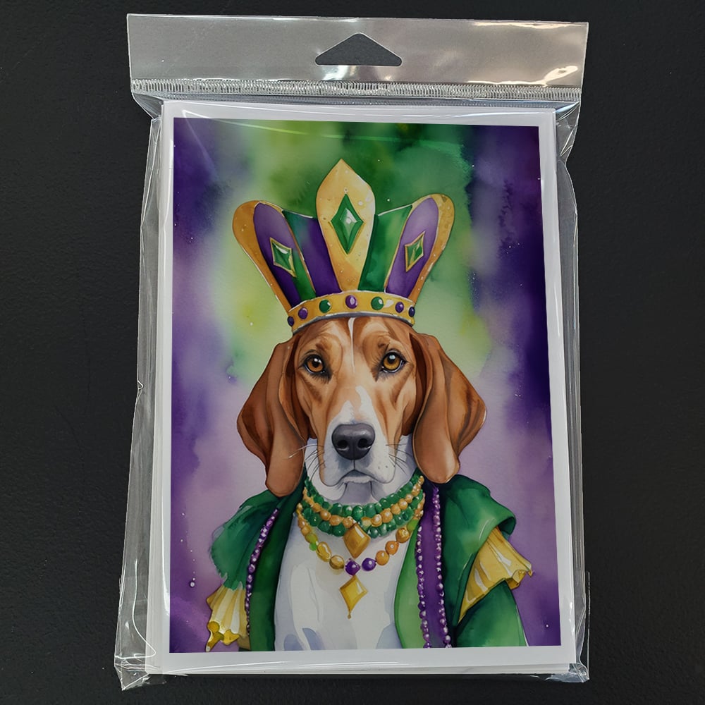 English Foxhound King of Mardi Gras Greeting Cards Pack of 8 7 in x 5 in