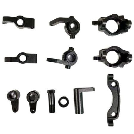1/10 RC Complete , Rear Hubs, Steering Joints, C Shaped Hub Carriers for ZD Dbx10 10423-S 10421-S 9101 RC Car Vehicles , 12Pcs Black 4pair Car Steering Set Black