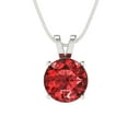 thumbnail image 3 of 1.5 ct Brilliant Round Cut Solitaire Natural Garnet 14k White Solid Gold Everyday Affordable Designer Necklace Pendant with 18" Chain, 3 of 6