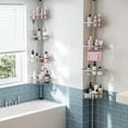 thumbnail image 5 of Corner Shower Caddy Tension Pole: 47-121 inch Adjustable Rustproof 4-Tier Bathroom Organizer for Shampoo Storage - Quick Installation Bathtub Shelves - Rod Floor Standing Inside Bath Rack, 5 of 10