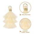 thumbnail image 3 of 10Pcs Mini Borlas Tri-Layered de 1.6" Charm de Bolsa Bohemio Llavero para Proyectos DIY (Beige), 3 of 7