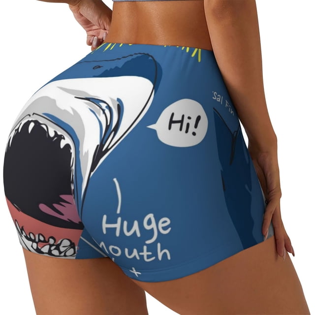 Fotbe Great White Shark Shorts Sin Costuras – Shorts Deportivos de Cintura Alta para Mujer, Elásticos para Gimnasio, Yoga, Running o Ciclismo-XX-Large