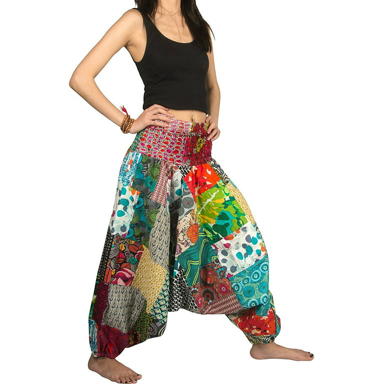 Tribe Azure 100% Cotton Harem Pants Colorful Summer Hippie Yoga