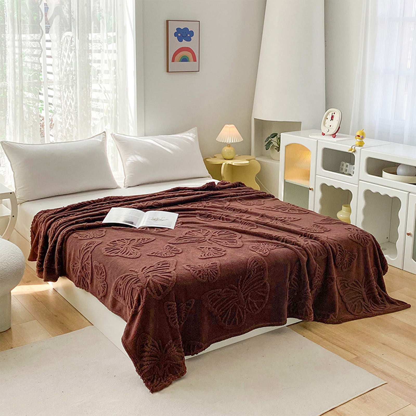 Summer Ultrasonic Cooler Quilt - Double Sided Cold Effect, Soft Bedspreads for All Seasons (Brown, 39"x59")