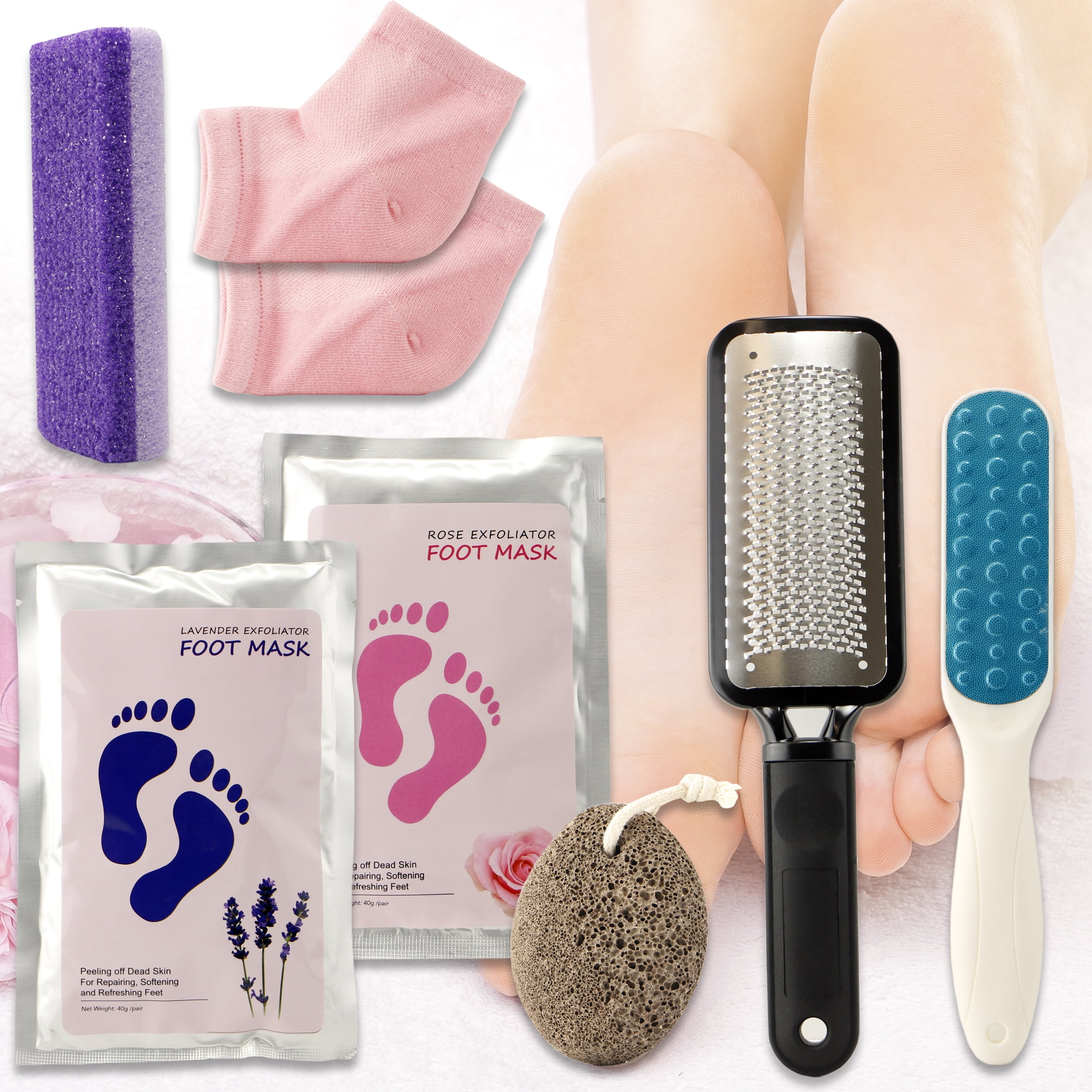 SXC Foot Peel Mask Kit with Callus Remover Colossal Pedicure Rasp File