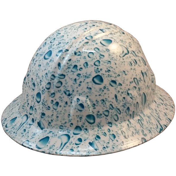 Raindrop Hydro Dipped Hard Hats, Full Brim Design
