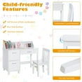 thumbnail image 6 of Kids Desk and Chair Set, Children Wooden School Learning Table w/Drawer & Storage Cabinets, Student Writing Computer Workstation for Bedroom & Study Room, Gift for Ages 3-8 (White), 6 of 18
