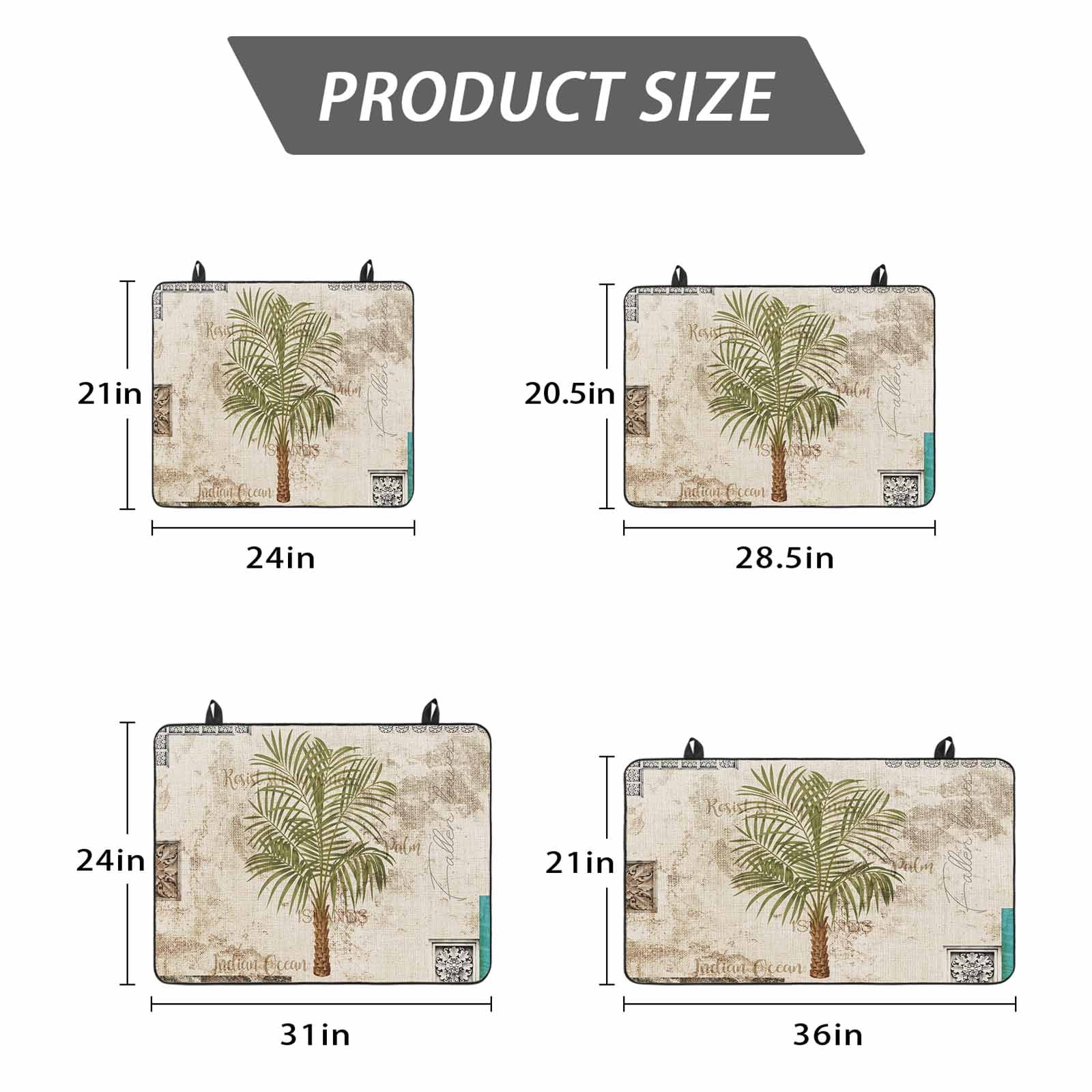 Vintage Palm Trees Stove Top Cover for Electric Stove, Heat-proof & Non Slip Glass Top Stove Cover Protector, Summer Tropical Botanical Beige Burlap Kitchen Flat Cooktop Rubber Mat 24x21 Inches