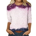 thumbnail image 2 of TANGNADE Women's Daily Sequin Printed Crewneck Top Seven Quarter Sleeve T Shirt Flower Loose, Red L, 2 of 3
