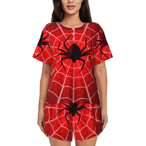 Kdxio Spider Web1 Print Pajamas Sets for Women Short-Sleeved Pjs with Lounge Shorts Two Piece Sleepwear S-4XL