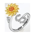 thumbnail image 2 of Rotating Sunflower Initial Letter Rings For Women Anti Anxiety Spinner You Are My Sunshine Stainless Steel Ring Birthday Jewelry, 2 of 5