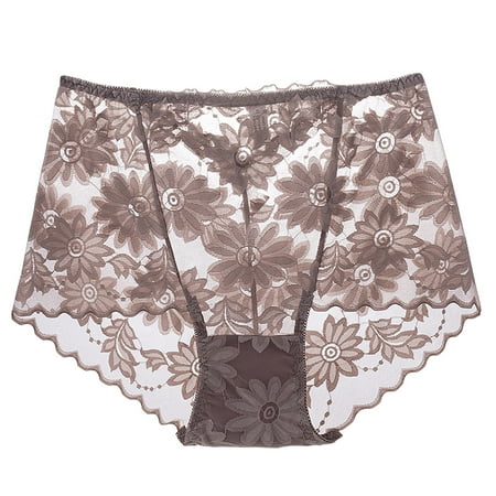 GHSOHS Womens Underwear Thongs Tummy Control Panties Womens Hipster Underwear Women s Underwear Large Size Panty High Waist Small Daisy Lace Briefs Cotton Crotch Seamless Underpants Coffee Panty XXL