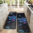 thumbnail image 4 of Kitchen Rugs Sets Of 2,Black Blue Purple Butterfly Pattern Anti Fatigue Kitchen Mat Rugs Non Slip Washable,Decorative Kitchen Floor Mats for Kitchen,Sink,Laundry,17"x47"+17"x47", 4 of 5