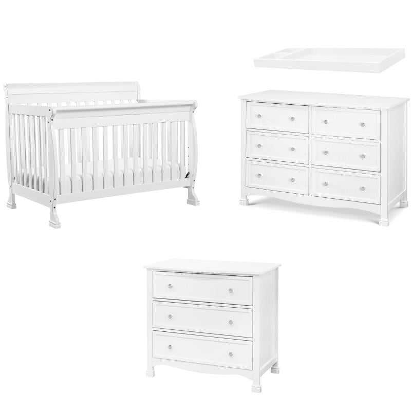4in1 Convertible Crib and Dressers Set with Removable Changing Tray