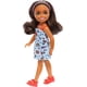 thumbnail image 4 of Barbie Chelsea Doll, Small Doll Wearing Removable Blue Dress with Colorful Print & Pink Shoes, Brown Hair & Green Eyes, 4 of 5