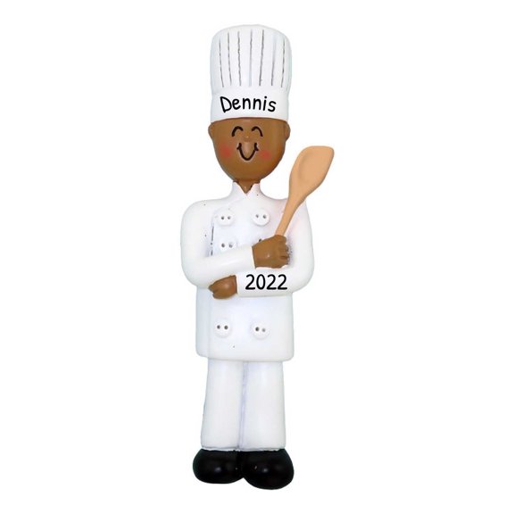 Personalized Chef Ornament - Baker Ornament, Cooking Ornaments for Christmas Tree, Food Ornaments, Kitchen Themed Christmas Ornaments - Black Male - Free Customization