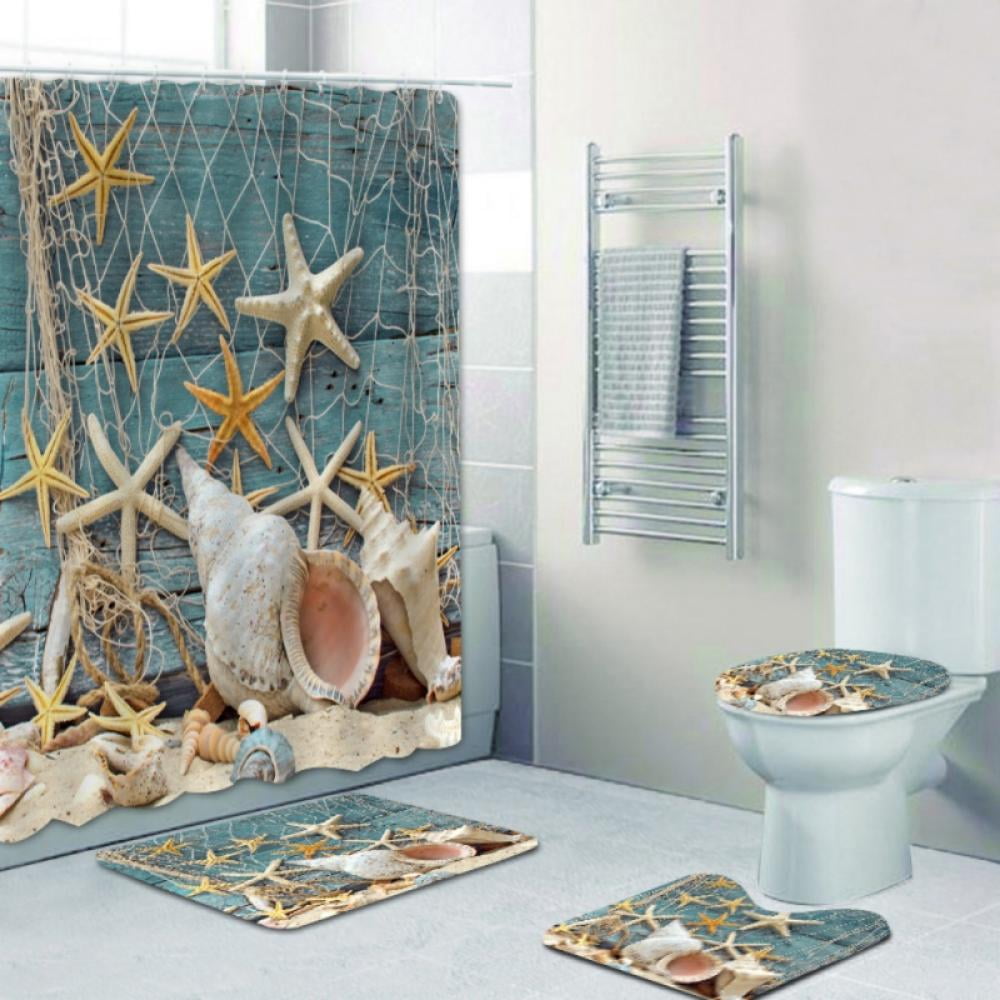 180cm Beach Starfish Waterproof Bath Shower Curtain Bathroom Washroom 