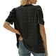thumbnail image 3 of Verano V Cuello Puff Manga Camiseta Señora Suelta Casual Suizo Punto Manga Corta Blusa Tops para Citas Negro XXL, 3 of 5