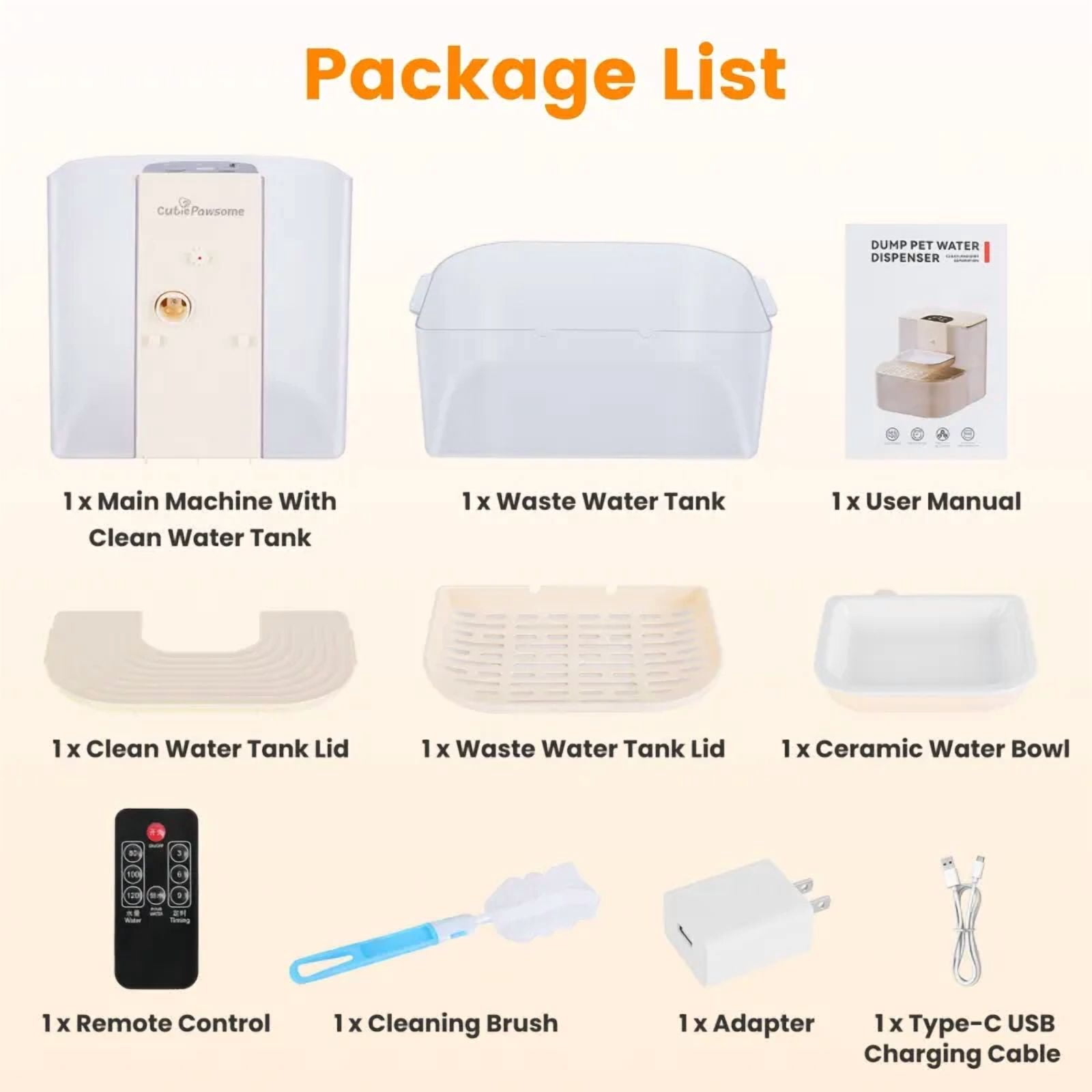 Smart Pet Water Fountain 4.5L, Cordless Rechargeable Automatic Cat Dog Water Dispenser, Remote Control, Dual-Tank Filtration, 3 Time Intervals & Volume Settings