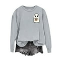 thumbnail image 6 of Long Sleeve Funny Sweatshirts for Women Crew Neck Halloween Sweatshirt Pumpkin Ghost Cute Graphic Sweater Tops Orange, 3XL, 6 of 7