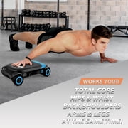 Wonder Core Slide Fit, Ab Roller Board with 4 Wheels, Automatic Rebound Abdominal Roller Wheel for Core Workout, Abdominal Trainer with Knee Pad, Ab Exercise Equipment, Fitness Rolling Board, Blue