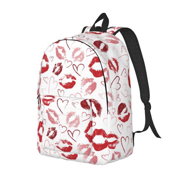 Easygdp Red Lips Mochila de Lona Resistente para Laptop, Compatible con Laptops de 15 a 17 pulgadas, Ideal para Escuela, Trabajo y Viajes-Medium