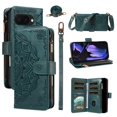 thumbnail image 1 of For Google Pixel 9a Wallet Case, 9 Card Slots RFID Blocking Crossbody Leather Cover, Zipper Pocket, Detachable Wrist & Shoulder Strap, Magnetic Shockproof Protective Phone Case for Women,Green, 1 of 11