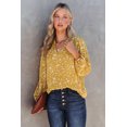 thumbnail image 5 of Women's Yellow Split Neck Fall Printed Crinkled Blouse, 5 of 5