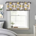 thumbnail image 3 of Curtain Valance for Windows, Spring Watercolor Flower on Linen Kitchen Valances Rod Pocket Short Curtains, Welcome Text Black Checker Window Valance for Bedroom Bathroom Living room 60x14in, 3 of 9