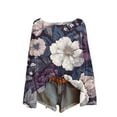 thumbnail image 2 of Women's Lightweight Sweater Casual Long Sleeve Knitted Vintage Floral Print Pullover for Fall and Winter, Cozy and Stylish, Ideal for Casual Wear,Purple,Size S, 2 of 5