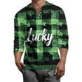 thumbnail image 2 of Men's St. Patrick's Day Henley Shirt Long Sleeve Clover Print Casual Pullover Top, 2 of 7