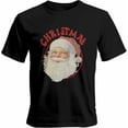 thumbnail image 1 of Camisetas gráficas informales de manga corta con diseño retro de Papá Noel para hombre, 1 of 8