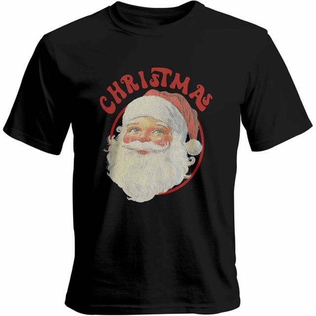 Camisetas gráficas informales de manga corta con diseño retro de Papá Noel para hombre