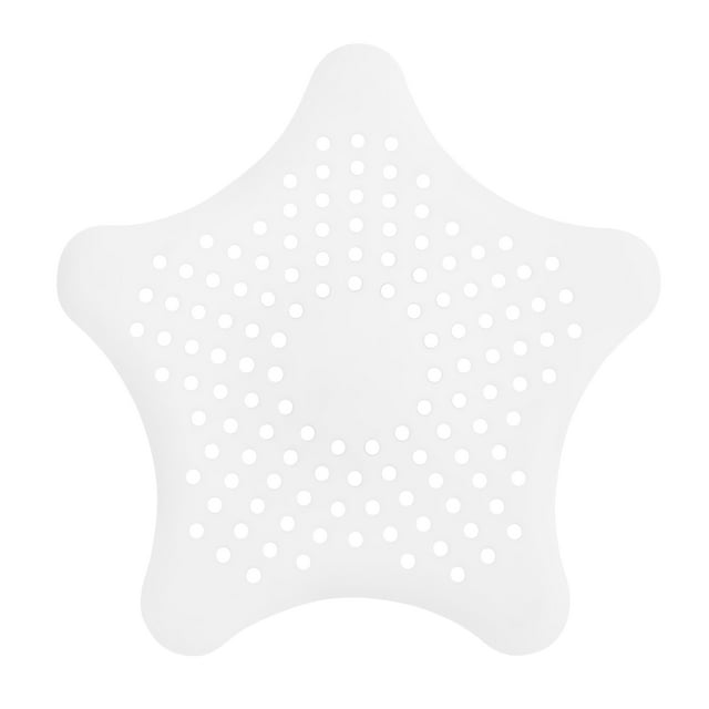 white star-shaped silicone hair catcher designed to fit drain openings and trap hair