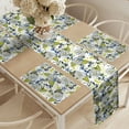 thumbnail image 2 of Ambesonne Meadow Table Runner & Placemats, Daffodil Blossoms Garden, Placemat 4 pcs + Runner 16"x72", Lime Green Violet Blue, 2 of 2
