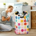 thumbnail image 5 of Yayeee Freestanding Laundry Hamper with Handle Collapsible Large Storage Basket for Clothes, Colorful Circles, 5 of 7