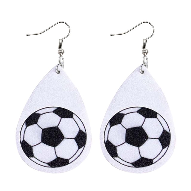 Boucles d'Oreilles en Cuir à Impression Double Face Football Basketball Volleyball Boucles d'Oreilles de Sport pour Femmes