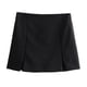 thumbnail image 4 of HH TRAF Verano Femenino Sólido Flip Decoración Satén Textura Dividida Decorar Culottes Nueva Cintura Alta Cremallera Lateral Mini Falda Mujer, 4 of 5