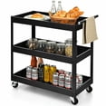 thumbnail image 2 of Resenkos 3-Tier Utility Cart Metal Mental Storage Service Trolley-Black, Kitchen Island, Island Table for Kitchen,Dinning Room, 2 of 9