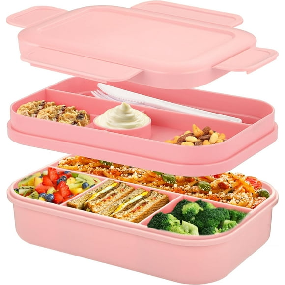Bento Box Lunch Boxes,2000ml Bento Lunch Box for Adults Kids,Stackable Japanese Lunchbox with 8 Compartments,Leak Proof Meal Prep Container (pink)