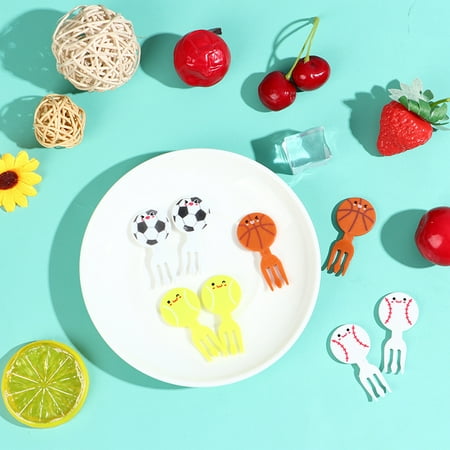 

8Pcs Mini Football Sport Fruit Fork Cartoon Snack Cake Dessert Food Toothpick