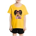 thumbnail image 2 of GA WEIHUA Girls Cute Graphic Tops Toddler Short Sleeve T Shirts Casual Loose Fit Crewneck Tees Funny Printed Summer Shirts(Yellow,4 Years), 2 of 4
